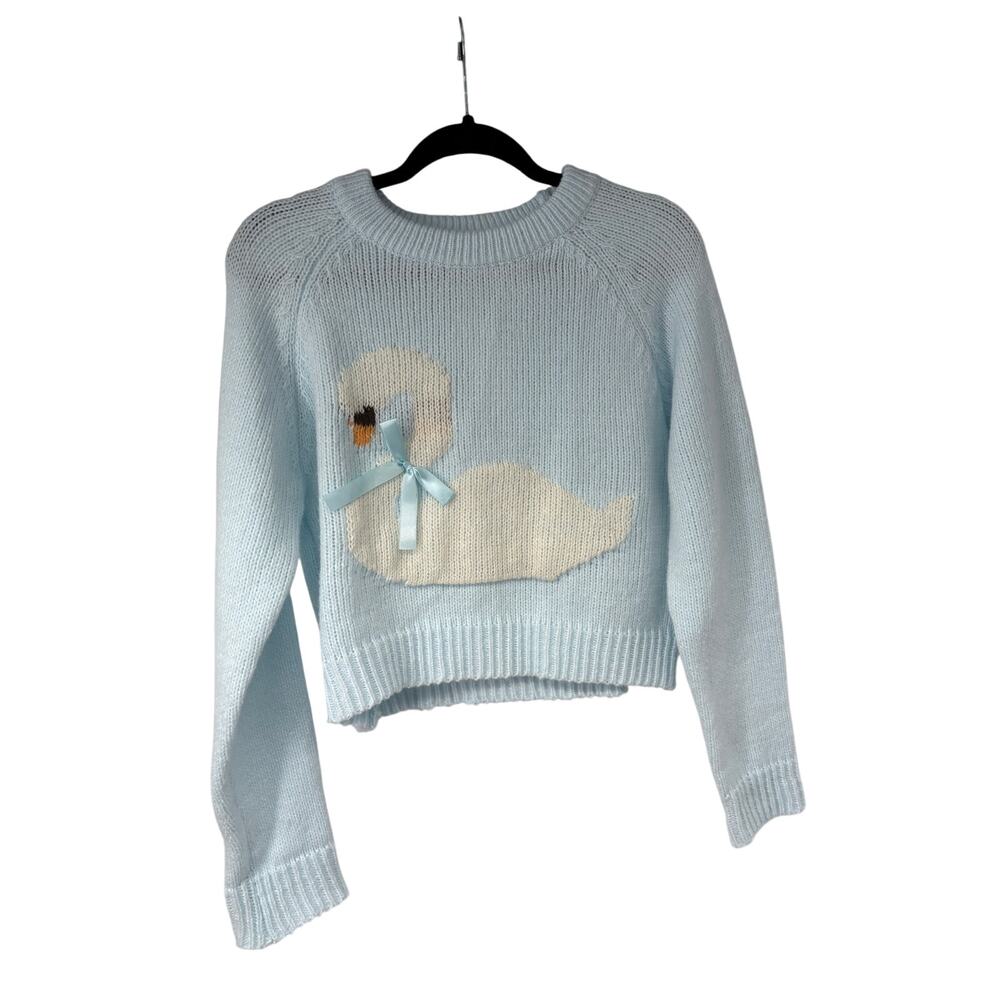 Pretty Garbage Swan Light Blue Sweater Large